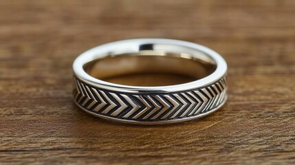 Maze-patterned ring with intricate lines, perfect for a modern statement