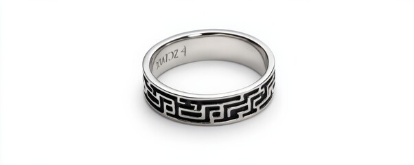 Monochrome ring with black and white patterns, offering a contemporary vibe