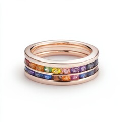 Multi-stone ring with rainbow gemstones, representing diversity and creativity