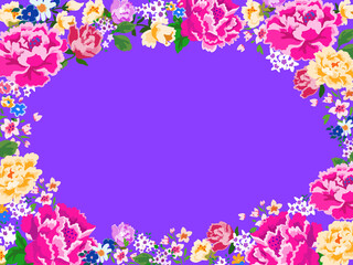 Fototapeta premium 台湾花布フレーム＿紫