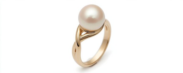 Pearl ring in a twisted gold setting, blending classic elegance with modern style