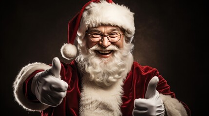 Traditional portrait of Santa Claus with thumbs up