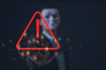 Unidentified male hacker trying to hacking internet information from online network, a man wearing...