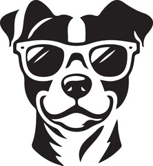 dog with sunglass icon silhouette vector style 