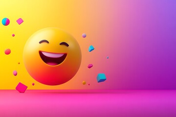 Fototapeta premium Smiling Emoji in a Colorful 3D Environment