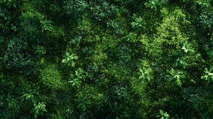 Top view green moss forest nature texture background