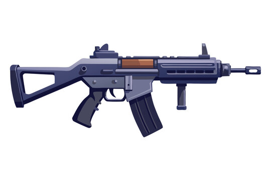stylized assault rifle, gray and black clip art preview