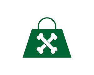 Bone crossed inside the shopping bag vector logo