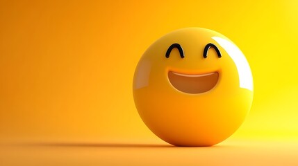 Fototapeta premium Smiling Yellow Emoji on a Yellow Background