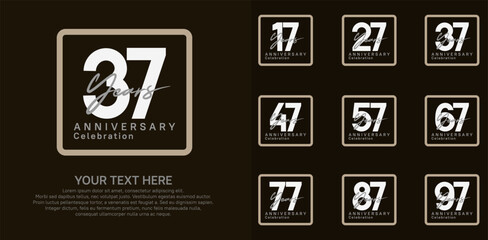 anniversary set logo style with brown and white color in square for company celebration moment