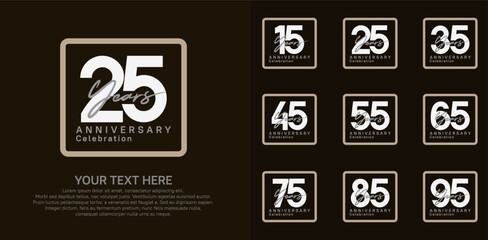 anniversary set logo style with brown and white color in square for company celebration moment