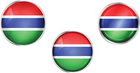 Round national flag pin of Gambia.Circular vector flag of Gambia