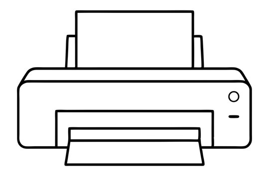 black and white printer outline clip art preview