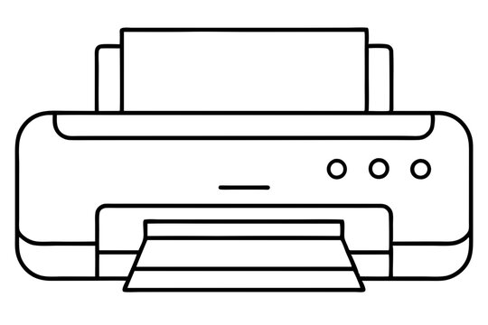 black and white printer outline clip art preview