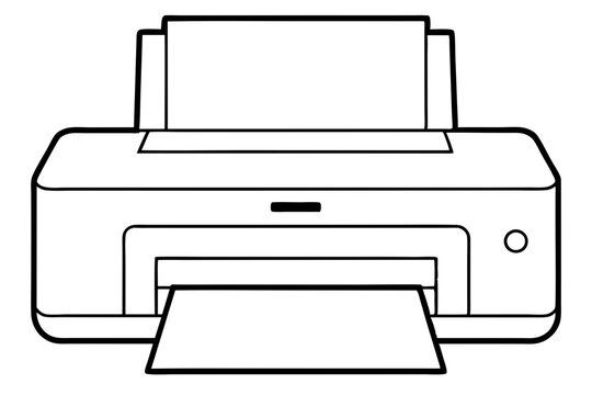 black and white printer with paper clip art preview