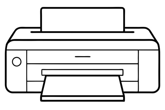 black and white printer outline clip art preview