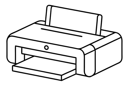 black and white printer outline clip art preview