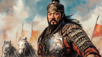Genghis khan or genghis khan was a mongol leader and ruler famous for creating the largest terrestrial empire in human history. Mongolian Empire. Illustration