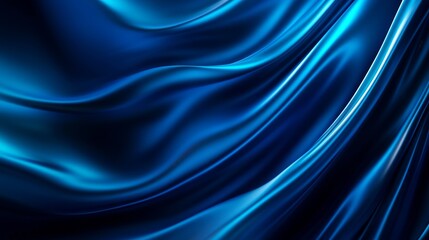 Obraz premium A deep blue abstract background with smooth flowing drapes, perfect for creating elegant and modern designs. Represents movement, fluidity, and mystery.