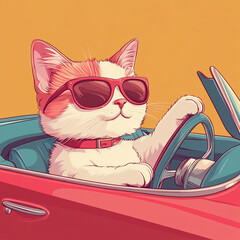 a driving cat (sports car)