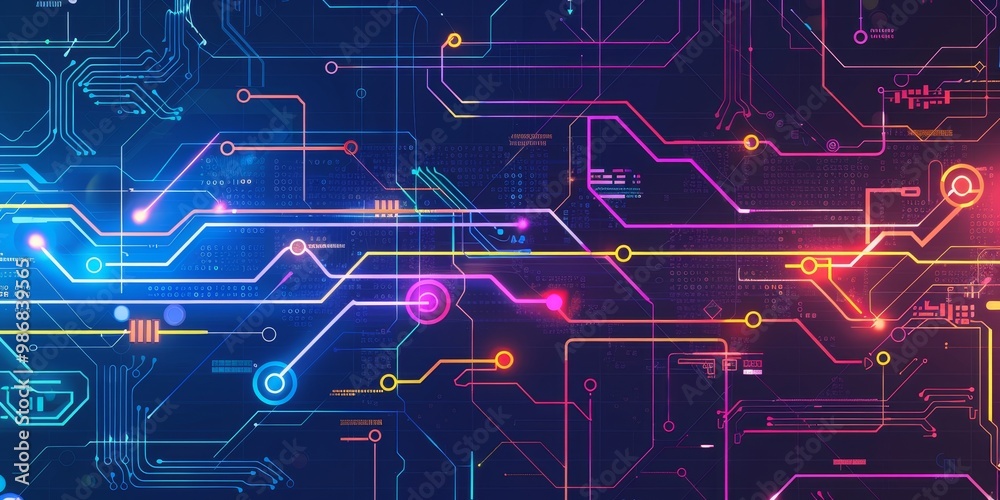 Poster Graphic showing a simplified data exchange between two systems, using direct lines and arrows to illustrate the removal of intermediaries in the data sharing process