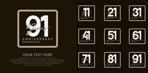 anniversary set logo style with brown and white color in square for company celebration moment