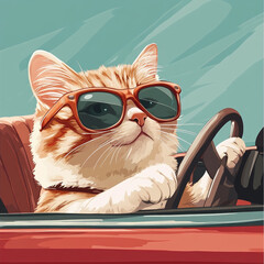 a driving cat (sports car)