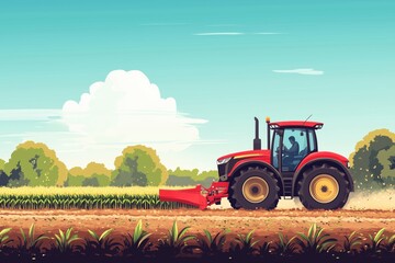 Obraz premium illustration of harvesting using a tractor