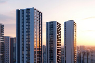 Fototapeta premium Modern Cityscape with Luxury Apartments and Offices