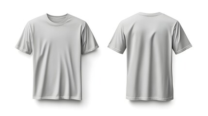 Naklejka premium Blank Gray Male T-Shirt Front and Back View on White Background for Design Mockup 