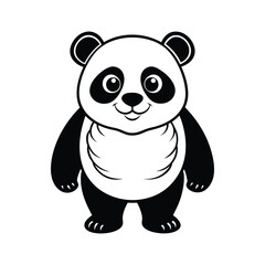 Cute Panda silhouette vector art illustration isolated on white background.