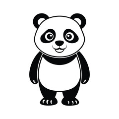 Cute Panda silhouette vector art illustration isolated on white background.