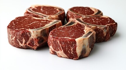 Obraz premium Raw Beef Steaks on White Background