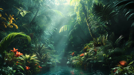 Enchanted tropical rain forest. Tropical Rainforest. Illustration
