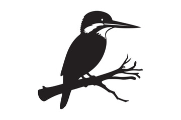 Kingfisher silhouette vector art illustration isolated on white background.