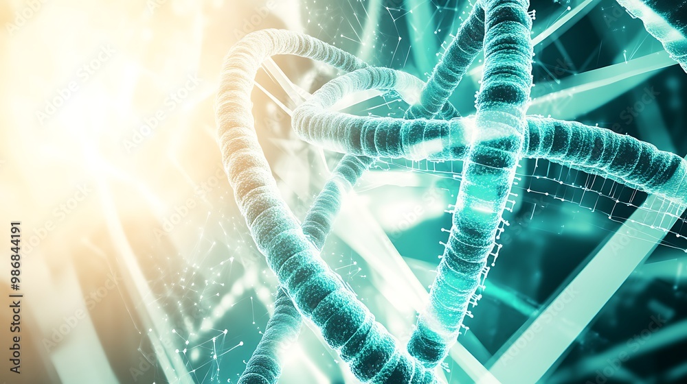 Aufkleber abstract representation of a dna double helix with a glowing, ethereal background.