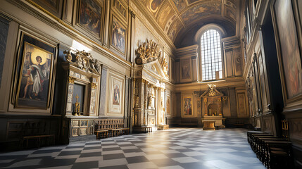 Obraz premium Florence, italy, october interiors and architectural details of the medici chapel. Renaissance Italy. Illustration