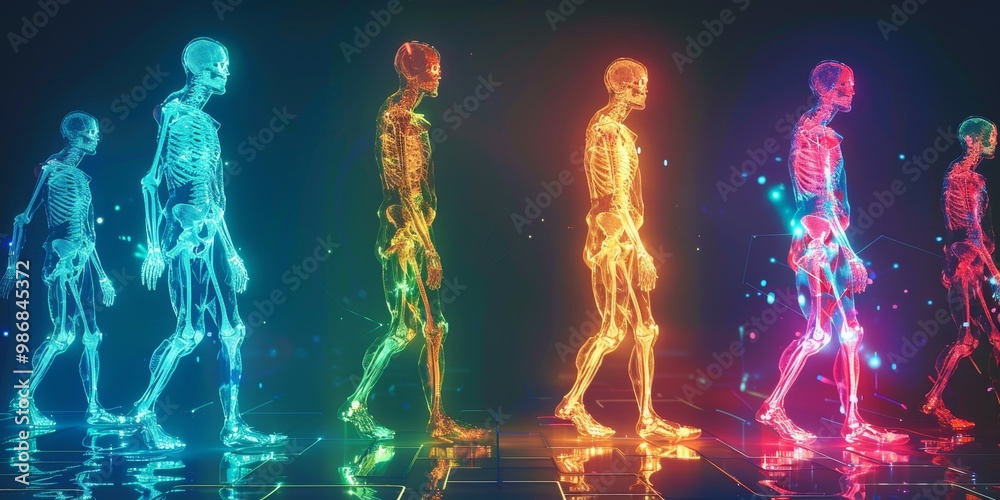 Aufkleber intricate and colorful pet scan showcasing various activity levels in the human body with vibrant he
