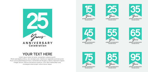 anniversary logotype set, black and green color can be use for celebration