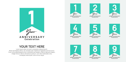anniversary logotype set, black and green color can be use for celebration
