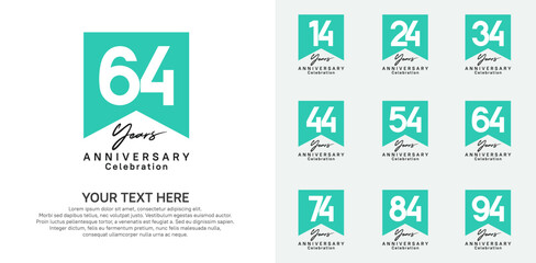 anniversary logotype set, black and green color can be use for celebration