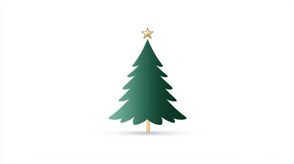 Obraz premium A simple and elegant icon of a green Christmas tree adorned with a golden star, symbolizing the festive season, joy, and celebration.