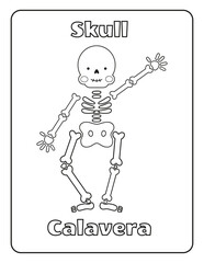 Coloring page for Kids Dia de los Muertos Skull Mexican Tradition Altar Halloween