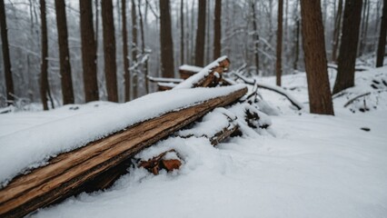snow covered trees in the forest