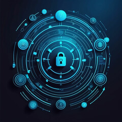 cyber security concept with abstract technology background
laptop and network