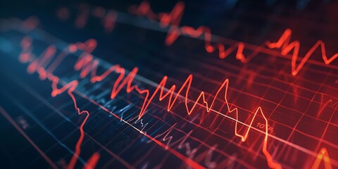 Realistic heartbeat monitor graph depicting stock market pulses