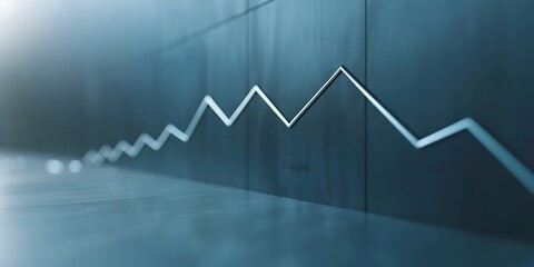 Fototapeta premium Refined single line graph with upward movement, simple neutral backdrop.