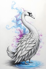 Fototapeta premium Elegant Swan with Watercolor Background