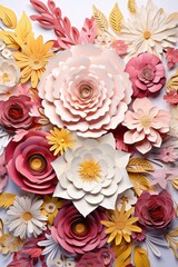 Assorted flowers made from paper