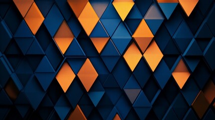 Abstract Geometric Pattern of Interlocking Triangles in Blue and Orange - A captivating design representing unity, precision, and the beauty of symmetry.